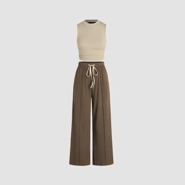 Women's Casual Tank Top & Elastic Waist Pants Set