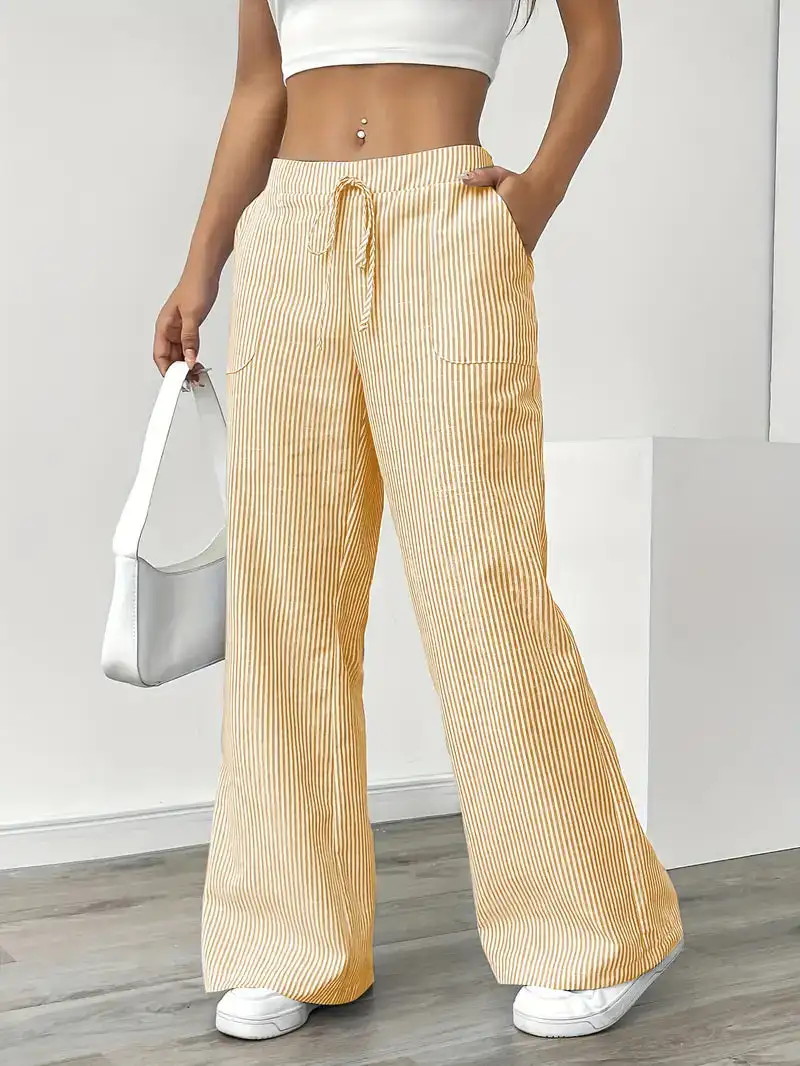 Classic Wide Leg Striped Trousers