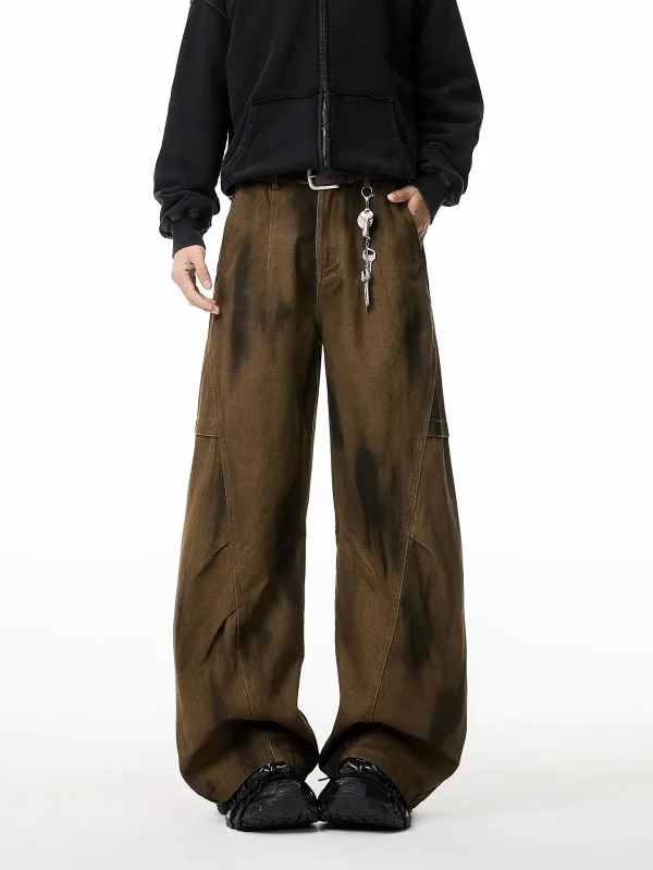 Vintage Washed Wide-Leg Denim Pants