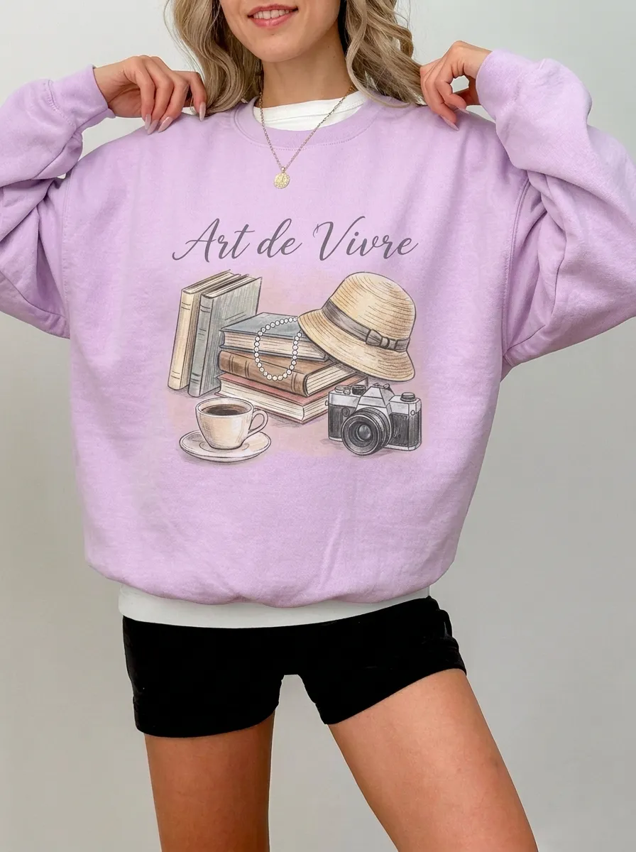 Women's Art de Vivre Books Camera Hat Graphic Sweatshirt
