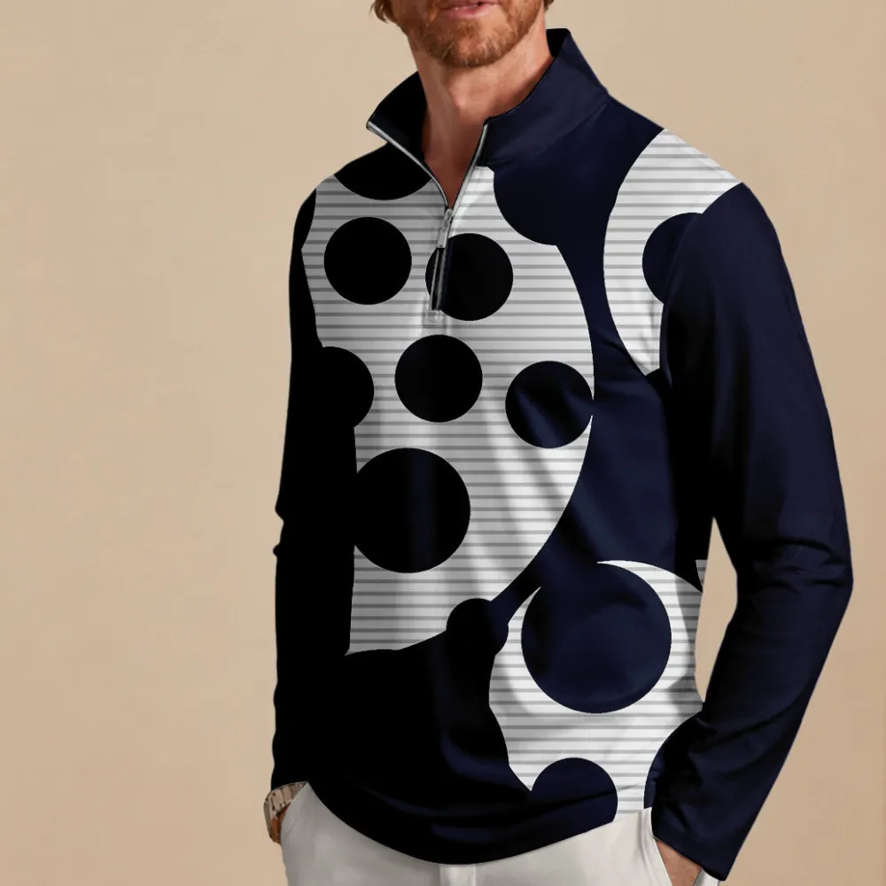 Refined Lightweight Colorblock Long Sleeve Golf Shirt