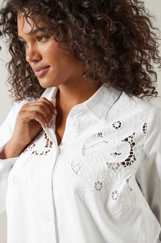 White Embroidered Floral Shirt detail 3