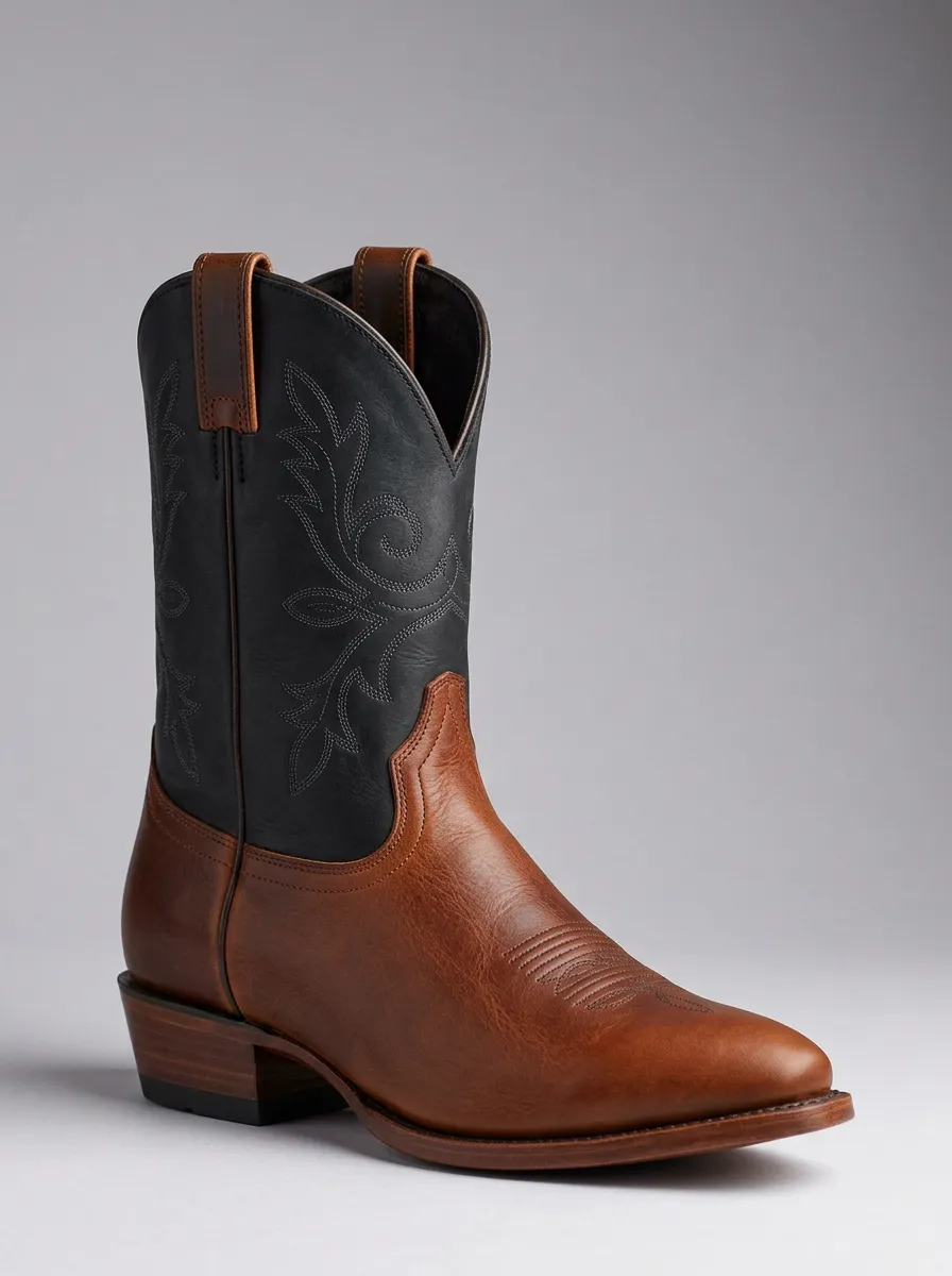 Men's Two-Tone Pull-Tab Cowboy Boots