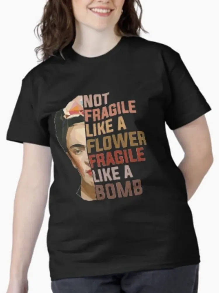 Women's Art Pattern and Letter Print Round-neck Short-Sleeved T-Shirt