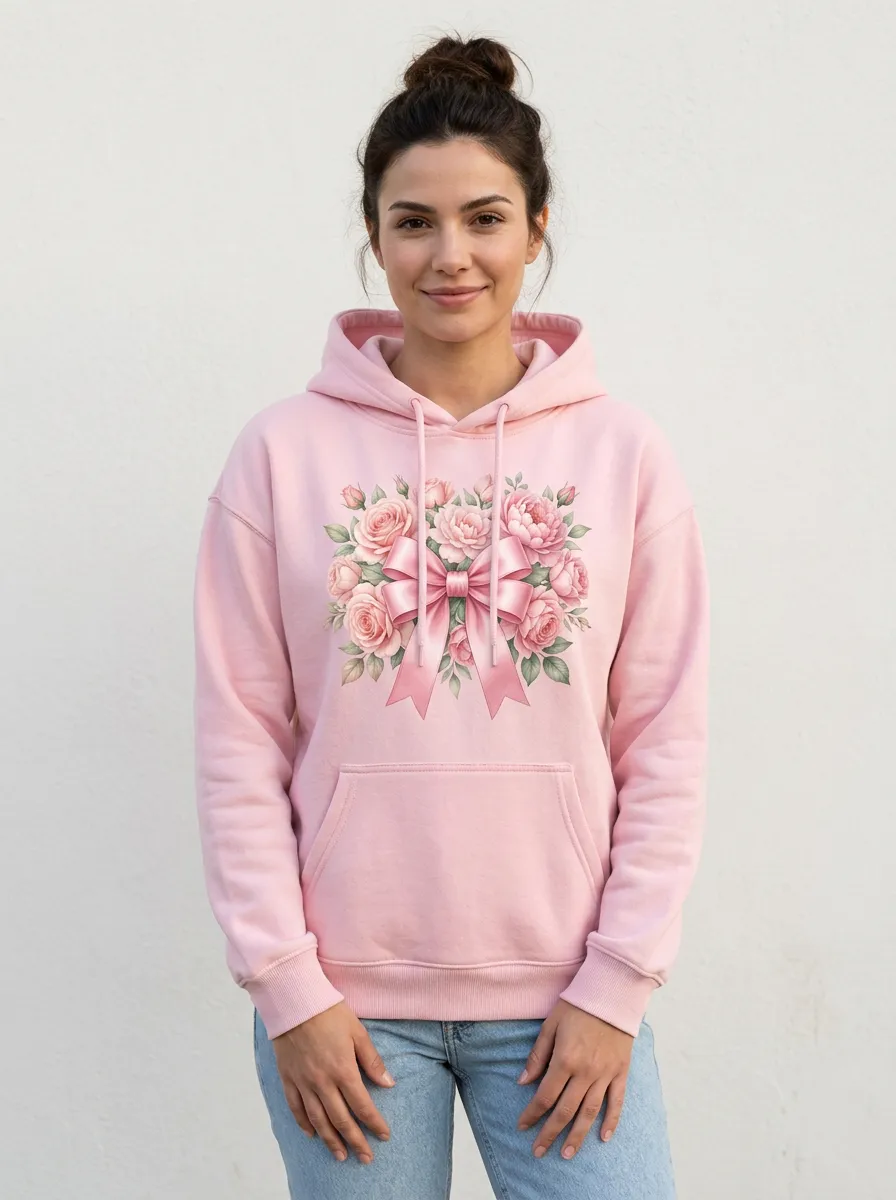 Women's Bloom Pink Ribbon Floral Breast Cancer Awareness Hoodie