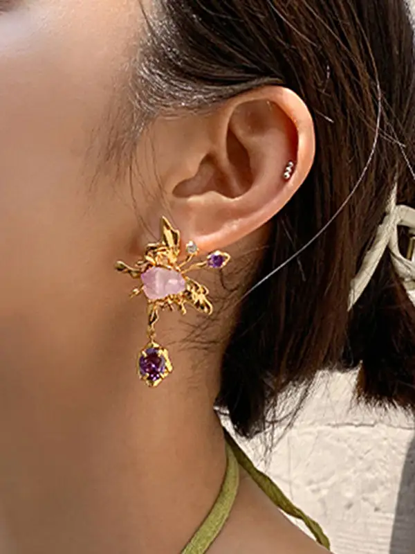 Layered Floral Accent Earrings
