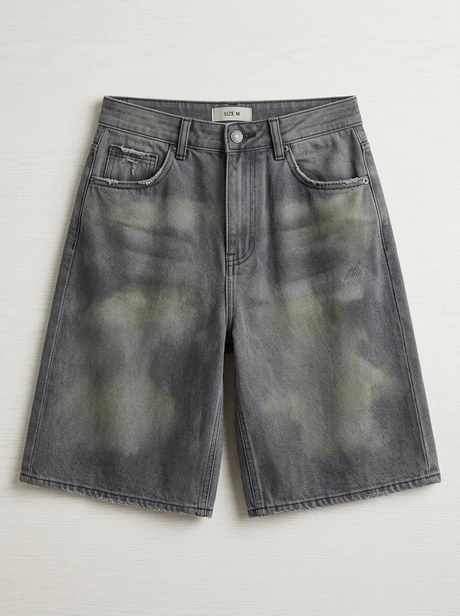 Mountain Lover Tie-Dye Graphic Denim Shorts