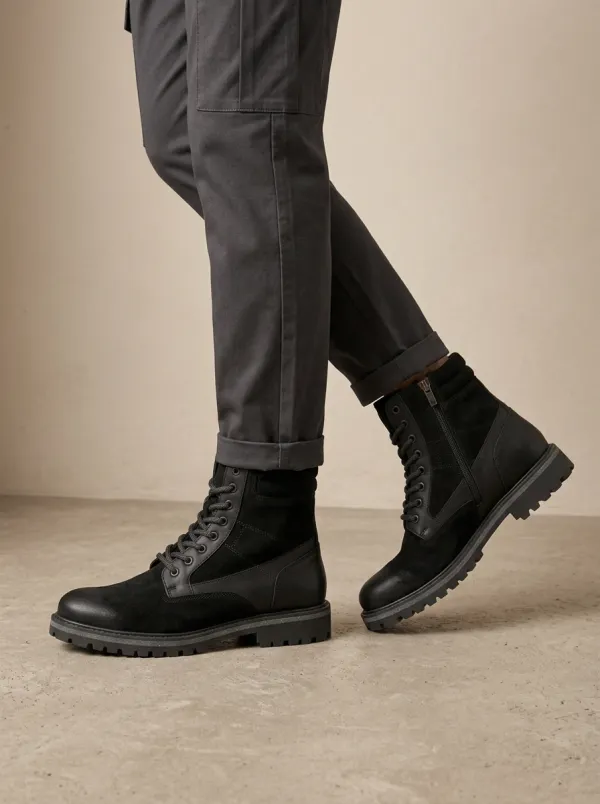 Unisex Suede Leather Lace-Up Combat Work Boots