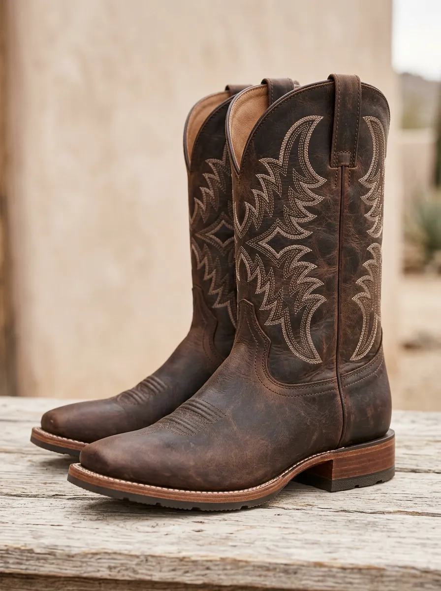 Timeless Embroidered Distressed Vintage-Look Western Boots