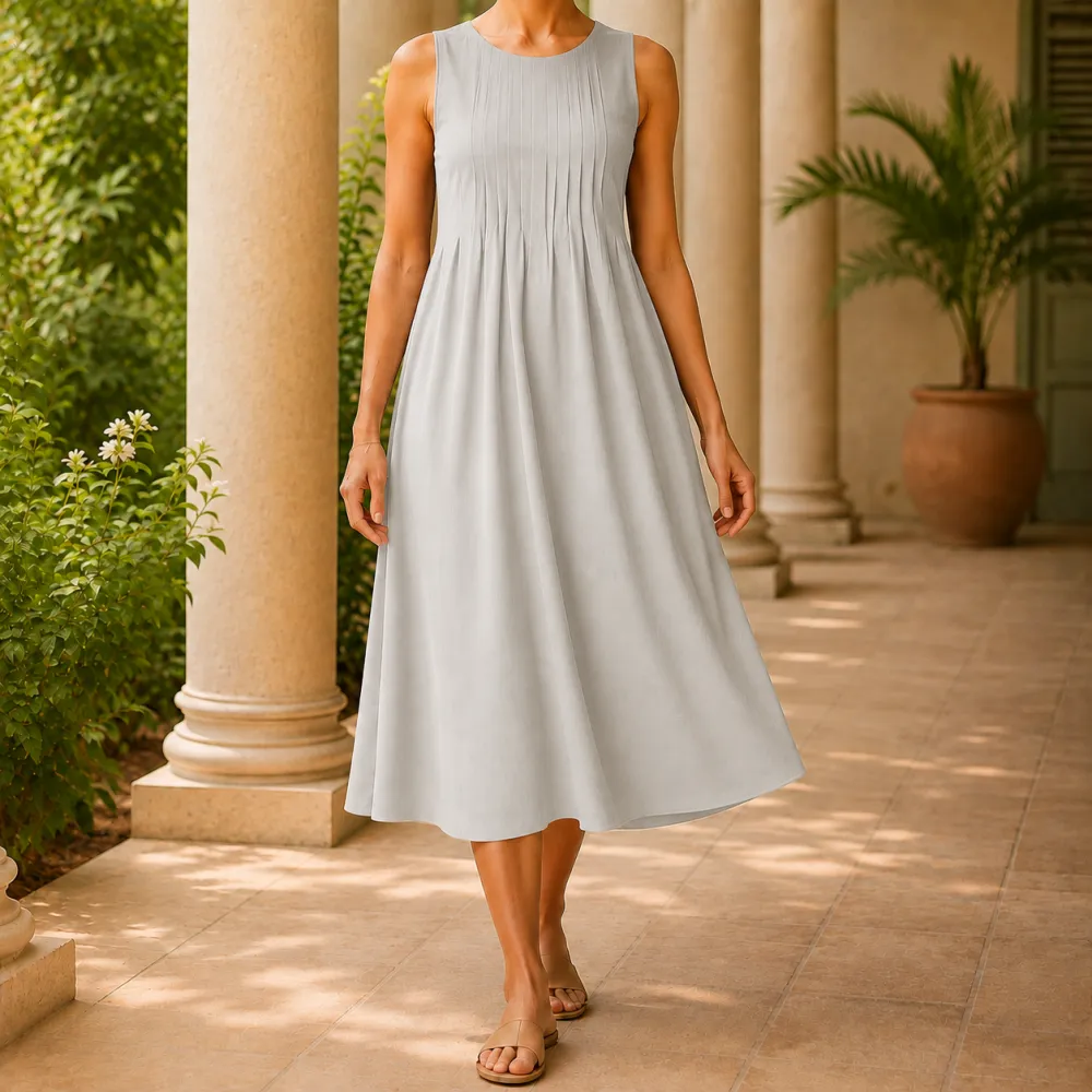 Classic Refined Women's Pleated Midi Dress