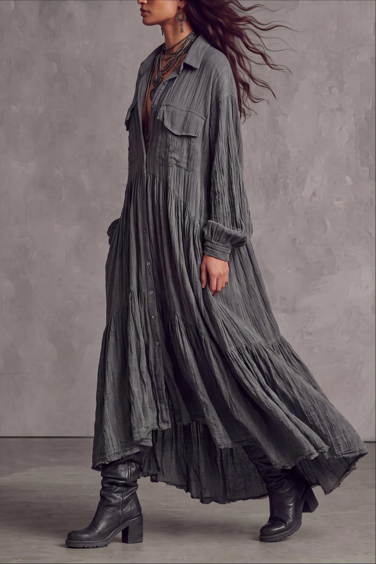 Button Front Casual Dress