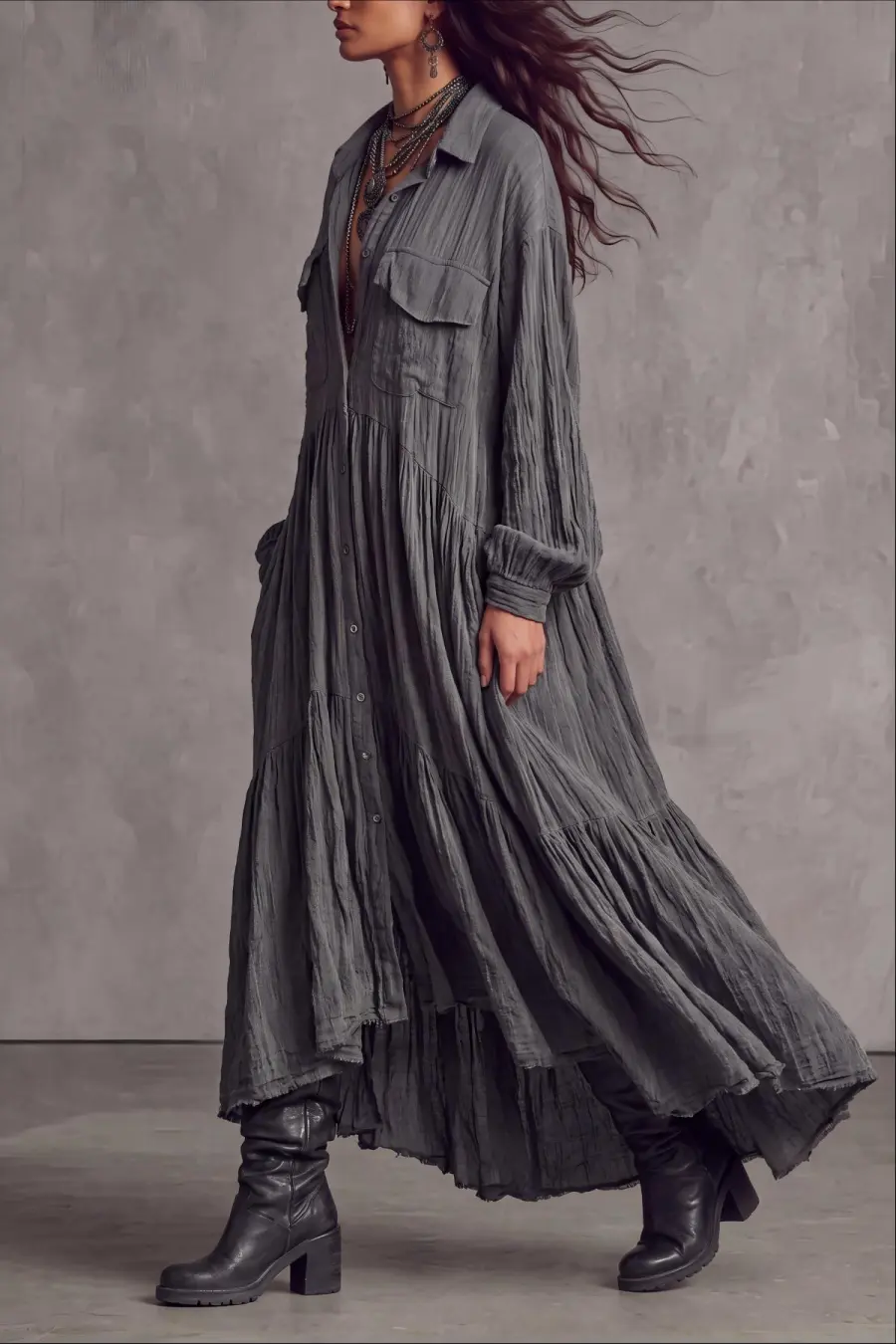 Button Front Casual Dress