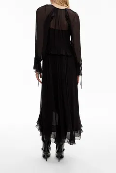Black Ruffled Long Dress