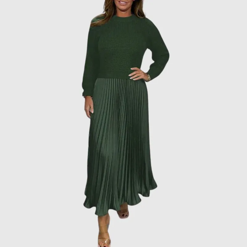 Maxi Dress With Sweater & Pleated Skirt