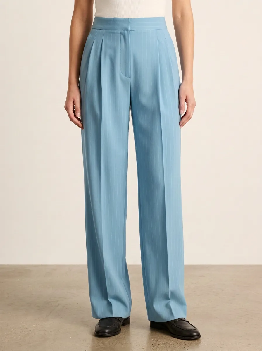 Refined Pinstripe High Rise Wide Leg Pants