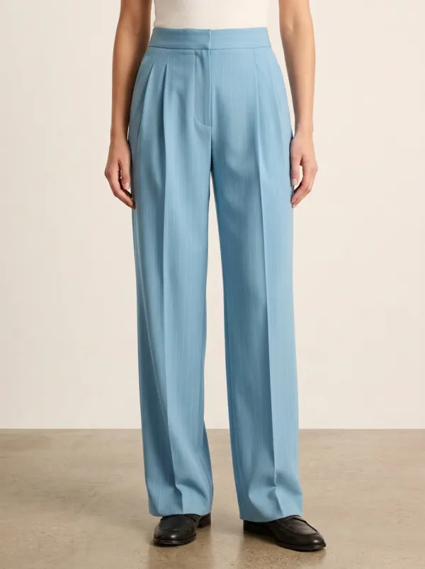 Refined Pinstripe High Rise Wide Leg Pants