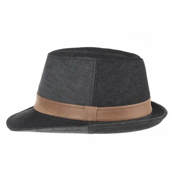 Cotton Faux Leather Fedora Hat