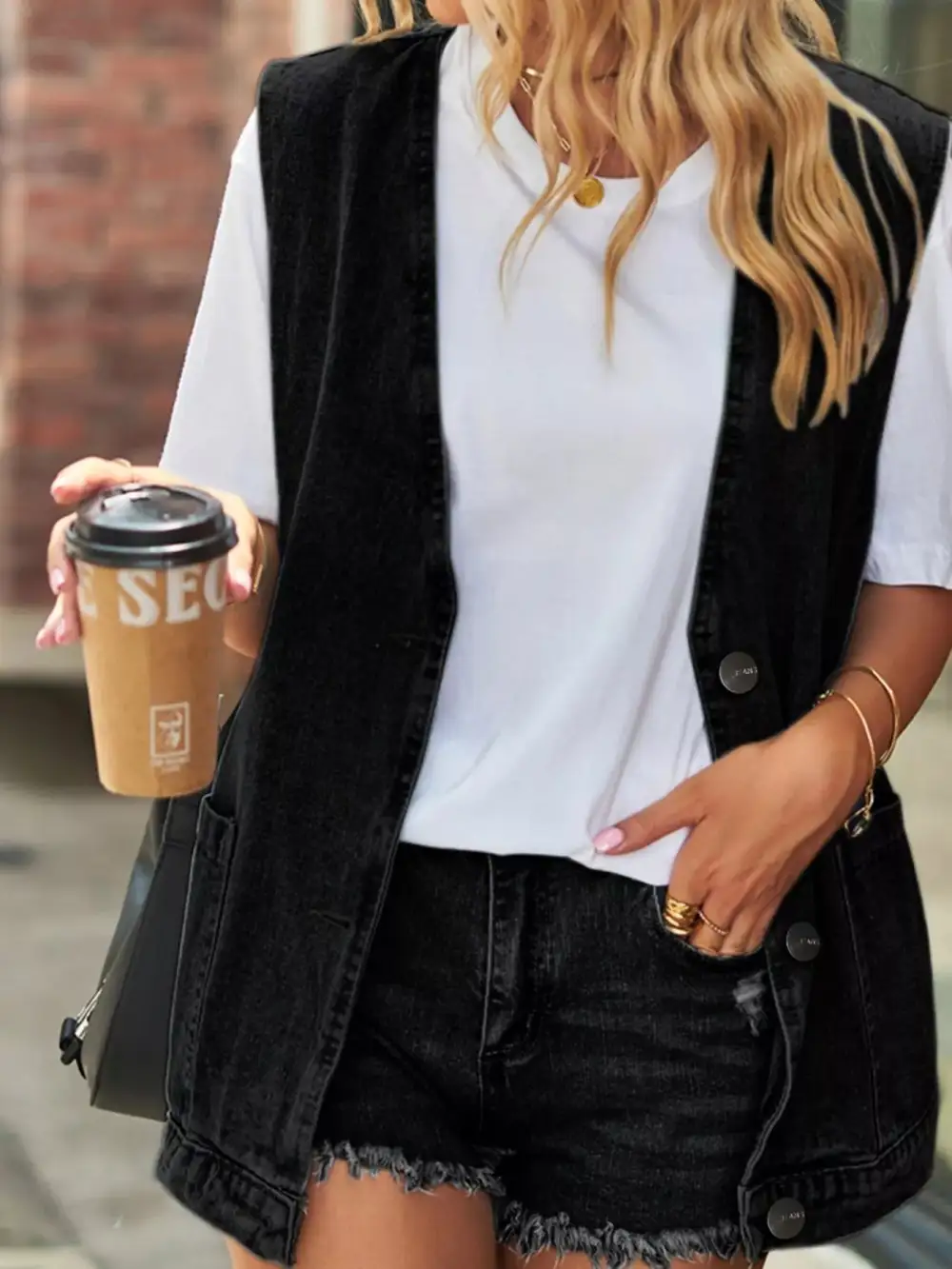 Sleeveless Button-down Jacket Vest
