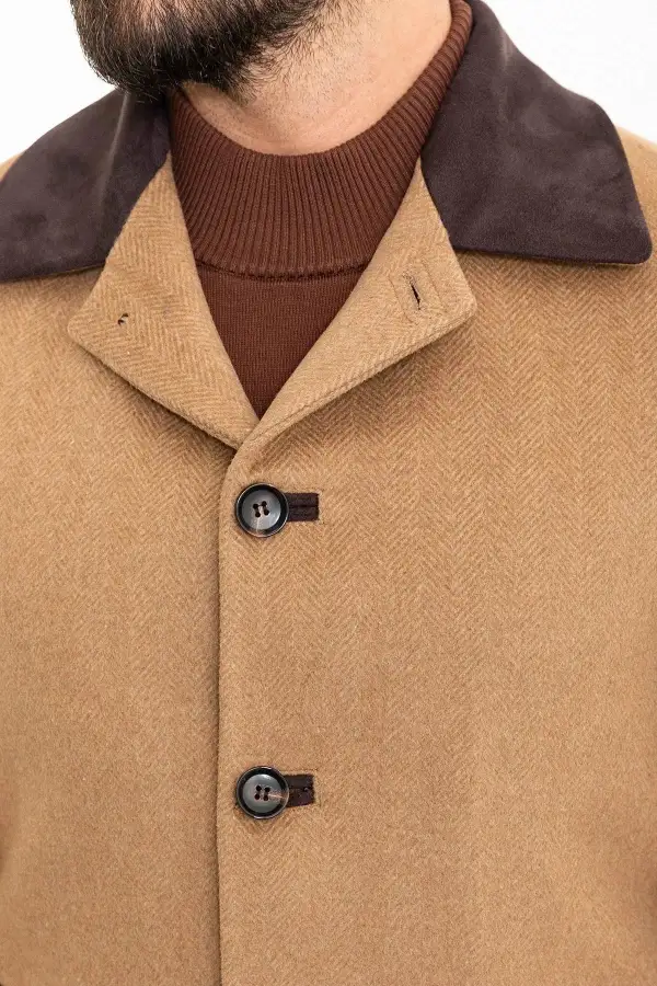 Patterned Slim Fit Wool Tailored Coat