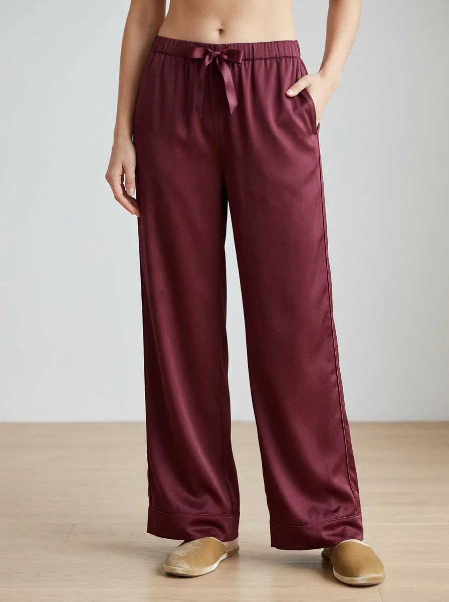 Dot Print Wide Leg Relaxed Pajama Pants