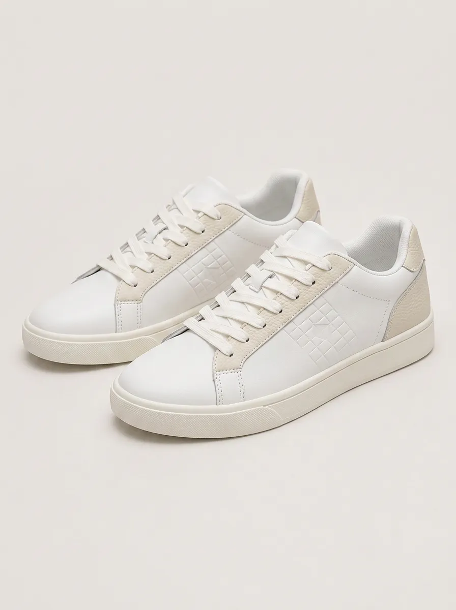 Men's Minimalist Grid Pattern Embossed Patterned Skate Shoes