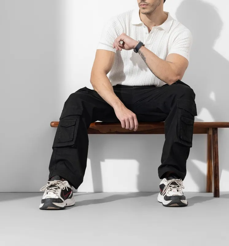 Black Multi Pocket Cargo Pants