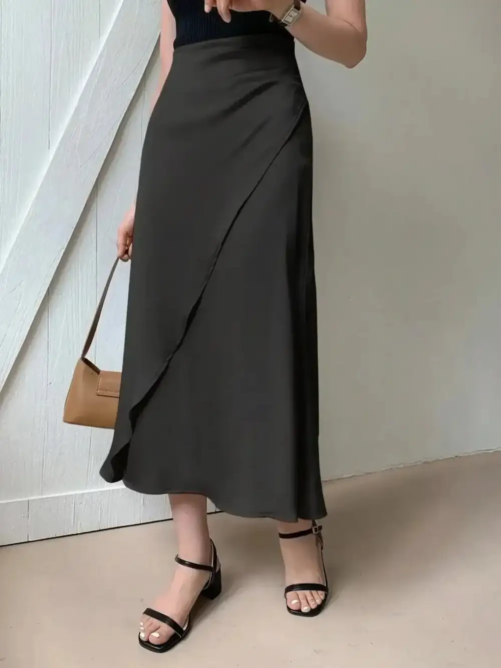 Airy Wrap Asymmetric Skirt
