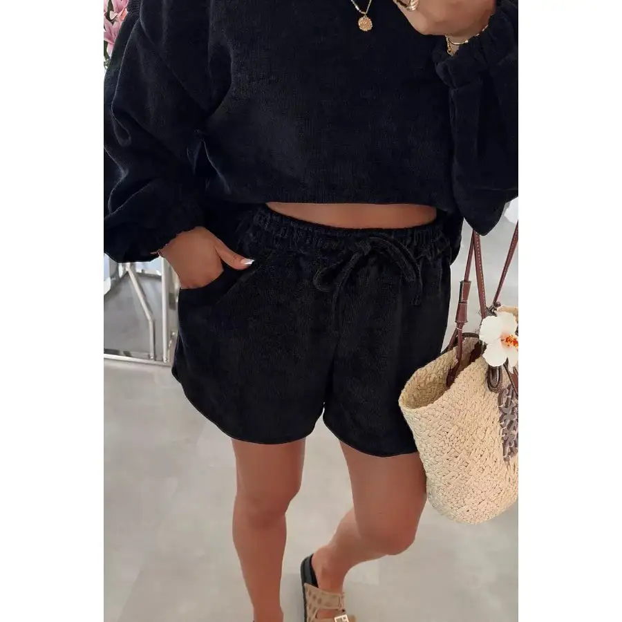 Relaxed Fit Cropped Top and Shorts Set