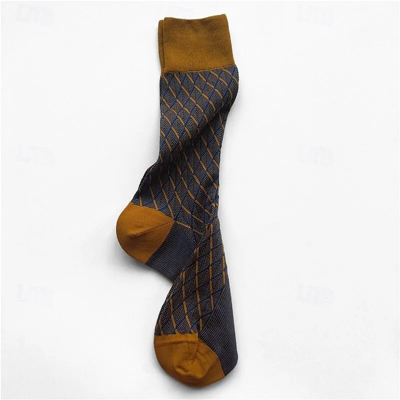 1 Pair Socks Yellow Red Color Plaid