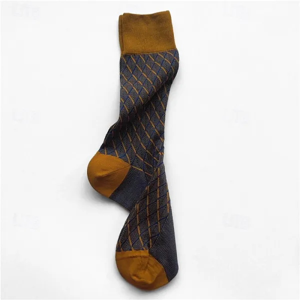 1 Pair Socks Yellow Red Color Plaid