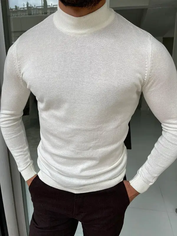 Classic Everyday Slim Fit Cotton Turtleneck Sweater