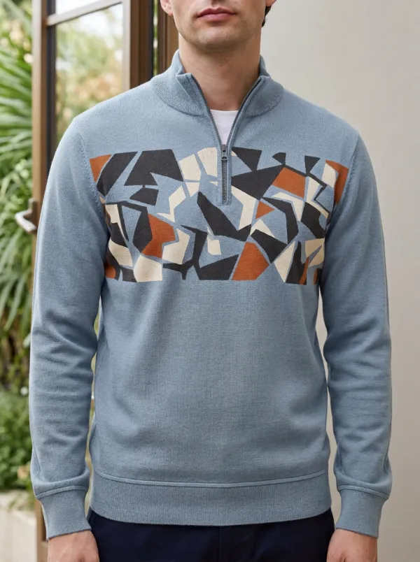 Quarter-Zip Half-Zip Geometric Men's Half-Zip Sweatshirt