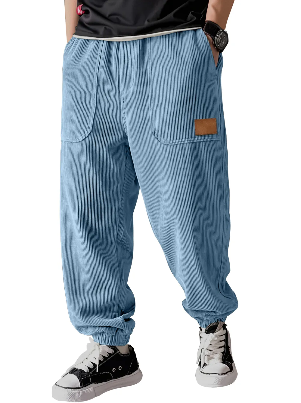 Corduroy Panel Detail Pants