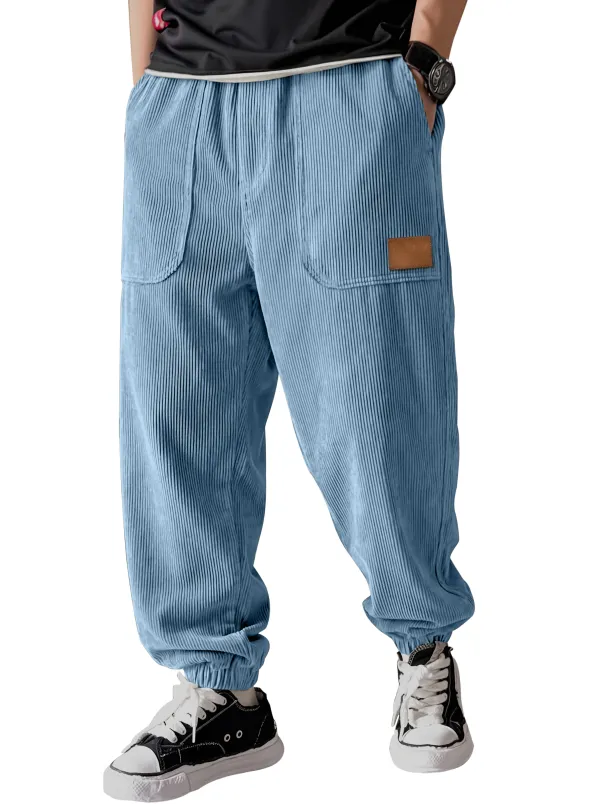 Corduroy Panel Detail Pants