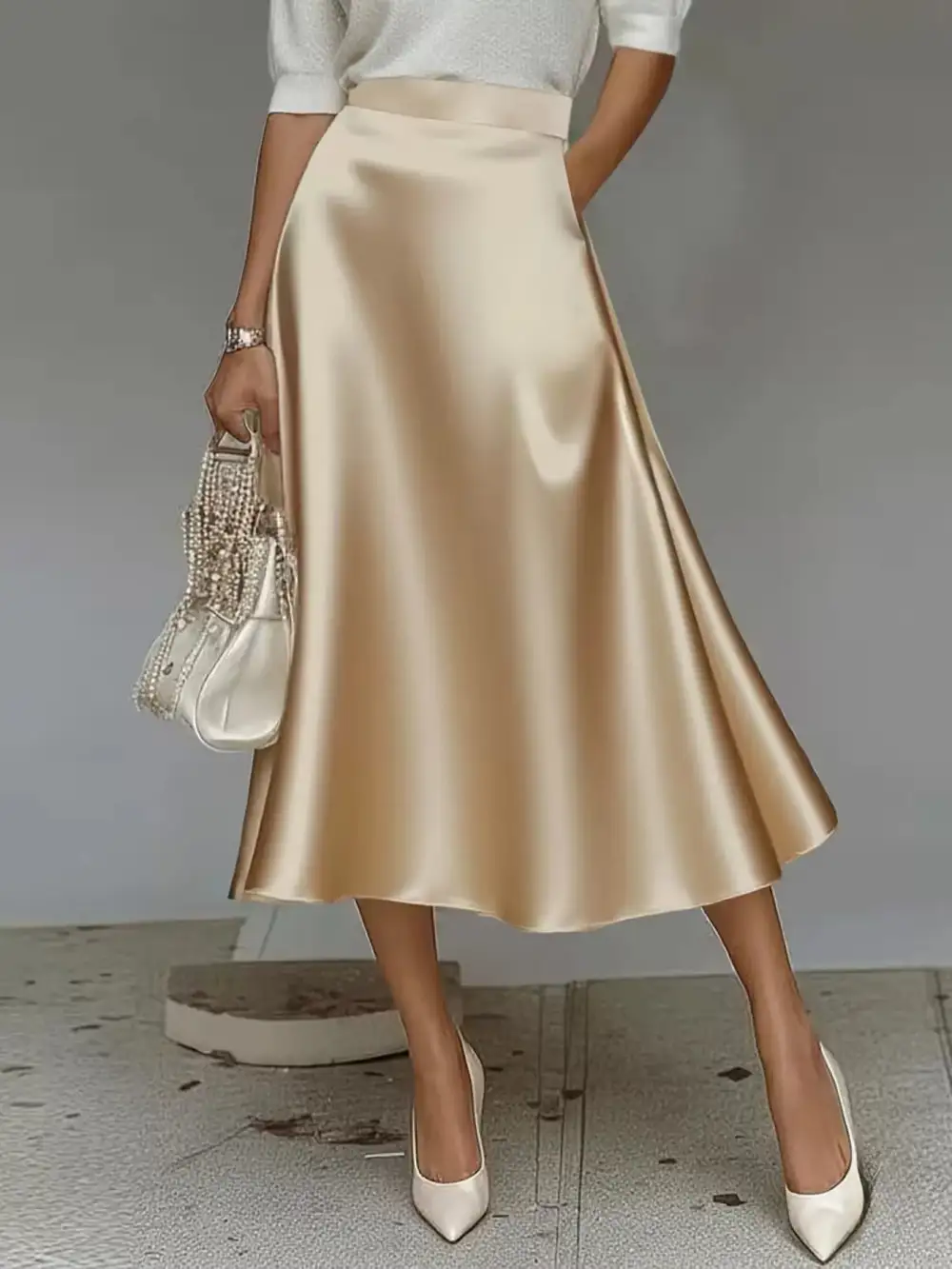 Everyday Satin Midi Skirt