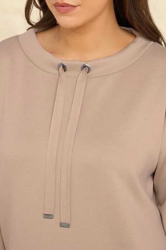 Natural Brown Luxe Zip Detail Sweatshirt detail 3