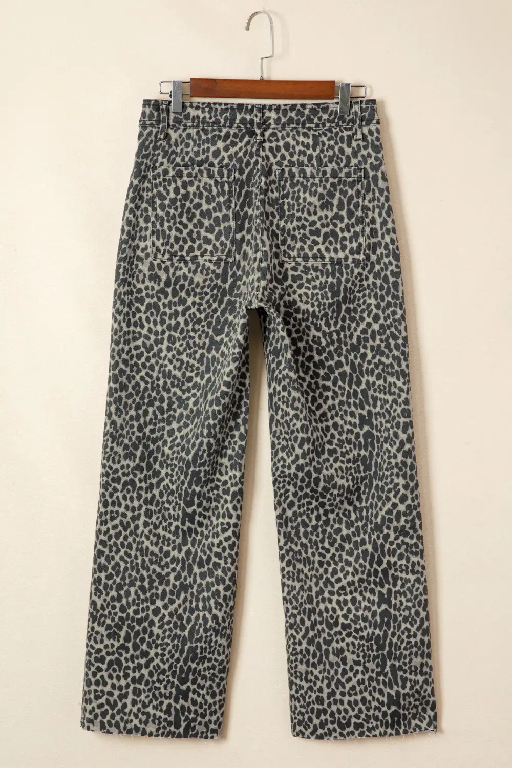 Women's Leopard Print Wide Leg High Waist Jeans