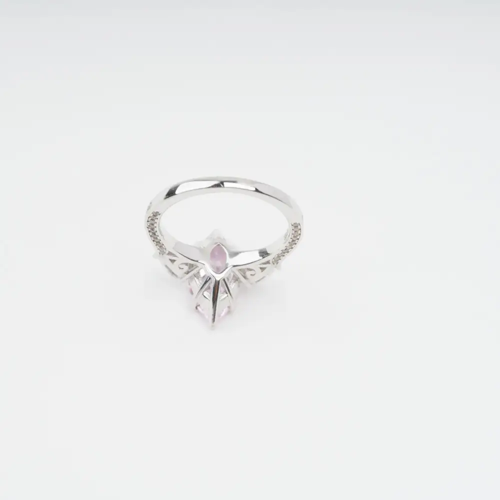 Pink Crystal Embellished Sterling Silver Ring