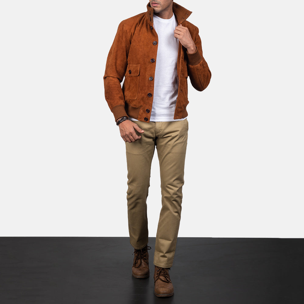 Men's Modern Bomber Suede Jacket