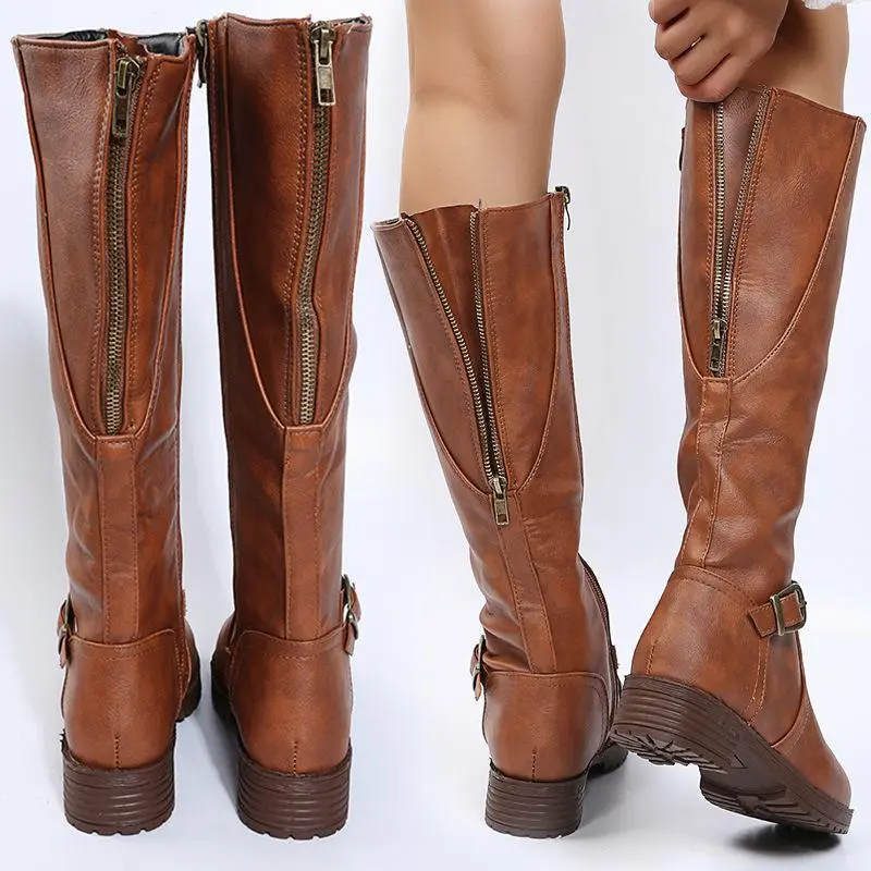 Chunky Square Heel Motorcycle Boots