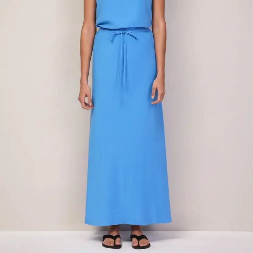Bias Cut Linen Blend Maxi Skirt