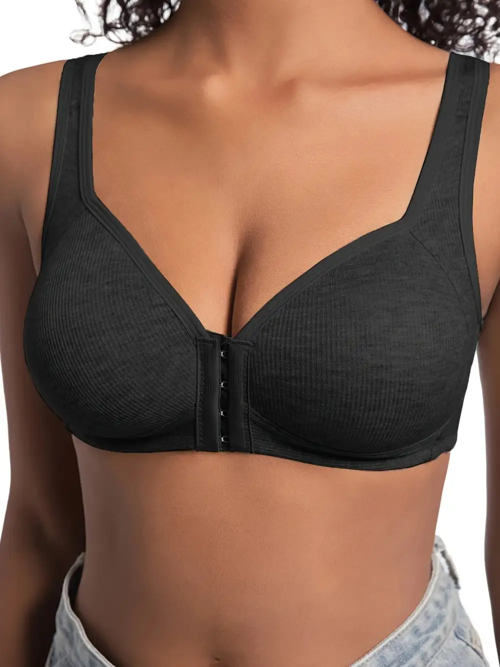 Front-Close Ribbed Bra