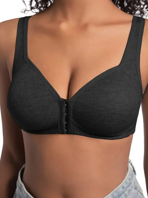 Front-Close Ribbed Bra