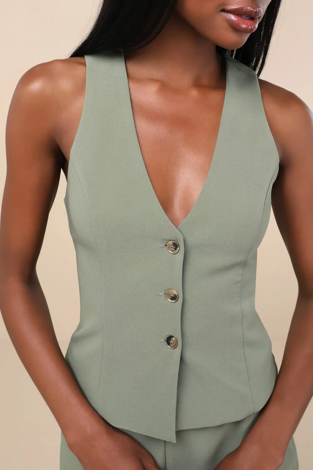Casual Style Button-Front Vest Top