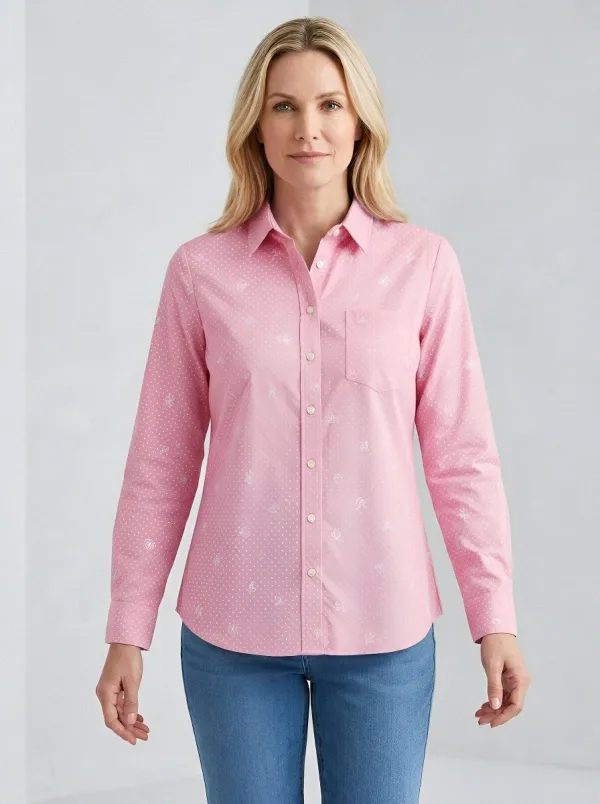 Women's Casual Style Floral Polka Dot Printed Shirt