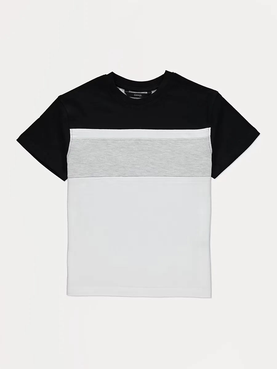 White Colour Block Short Sleeve T-shirt