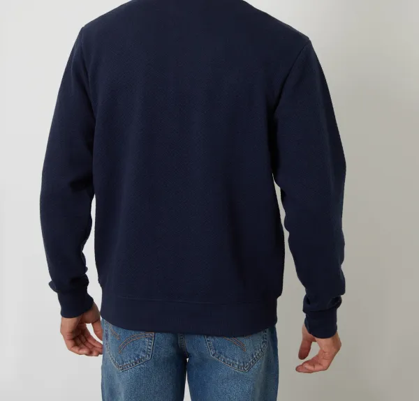 Men's Navy Textured Quarter-Zip Sweatshirt