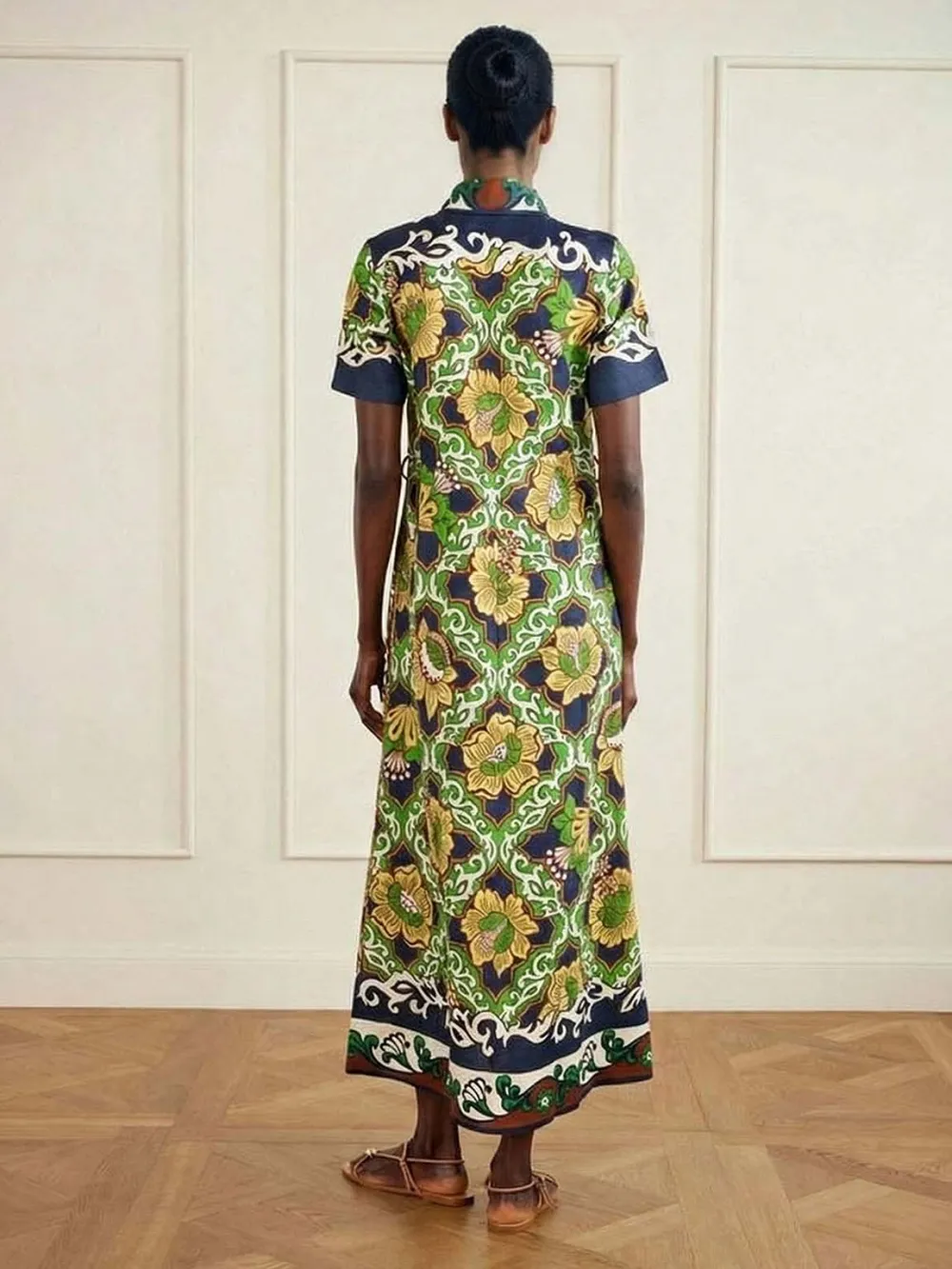 Casual Bohemian Bar Print Maxi Dress