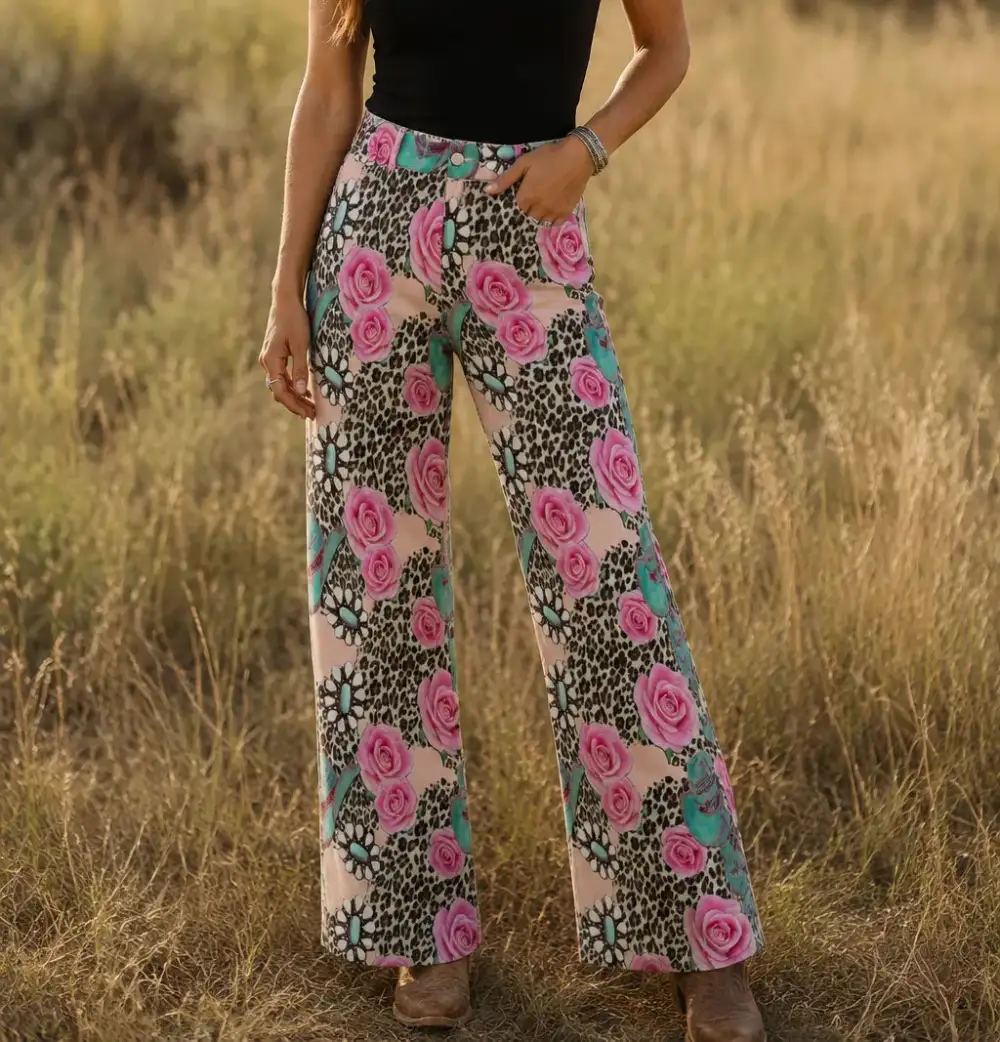 Retro Style Wide Leg High Waist Pants