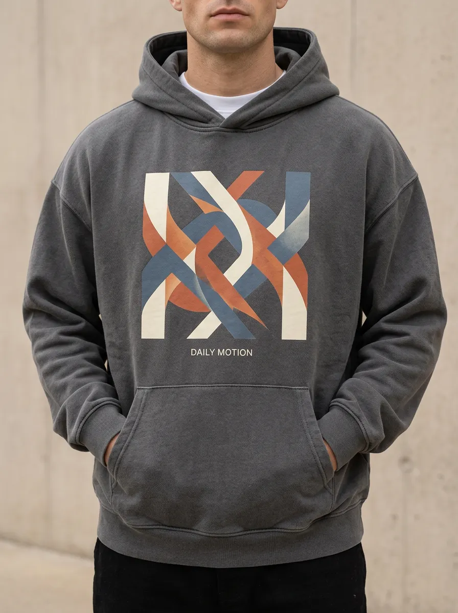 Men's Geometric Abstract Print Kangaroo Pocket Hoodie
